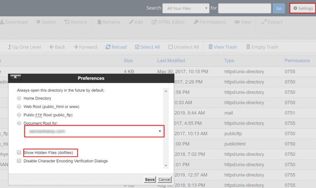 folder root dokumen cpanel